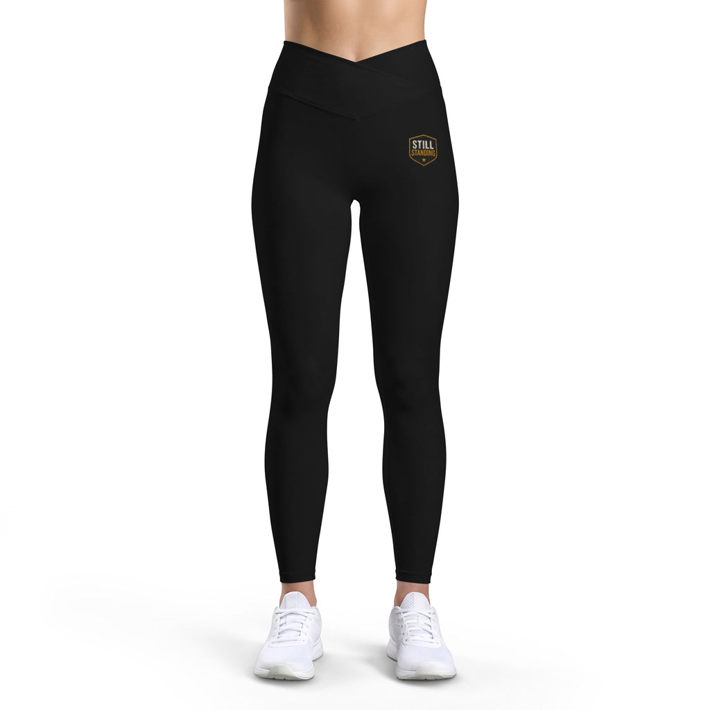 Luxe Women’s Leggings — Gold ‘STILL’ Badge High‑Waist Activewear
