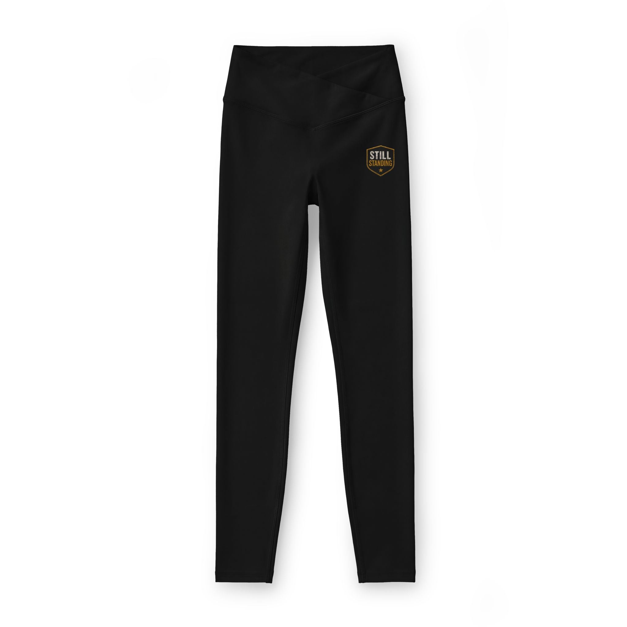 Luxe Women’s Leggings — Gold ‘STILL’ Badge High‑Waist Activewear