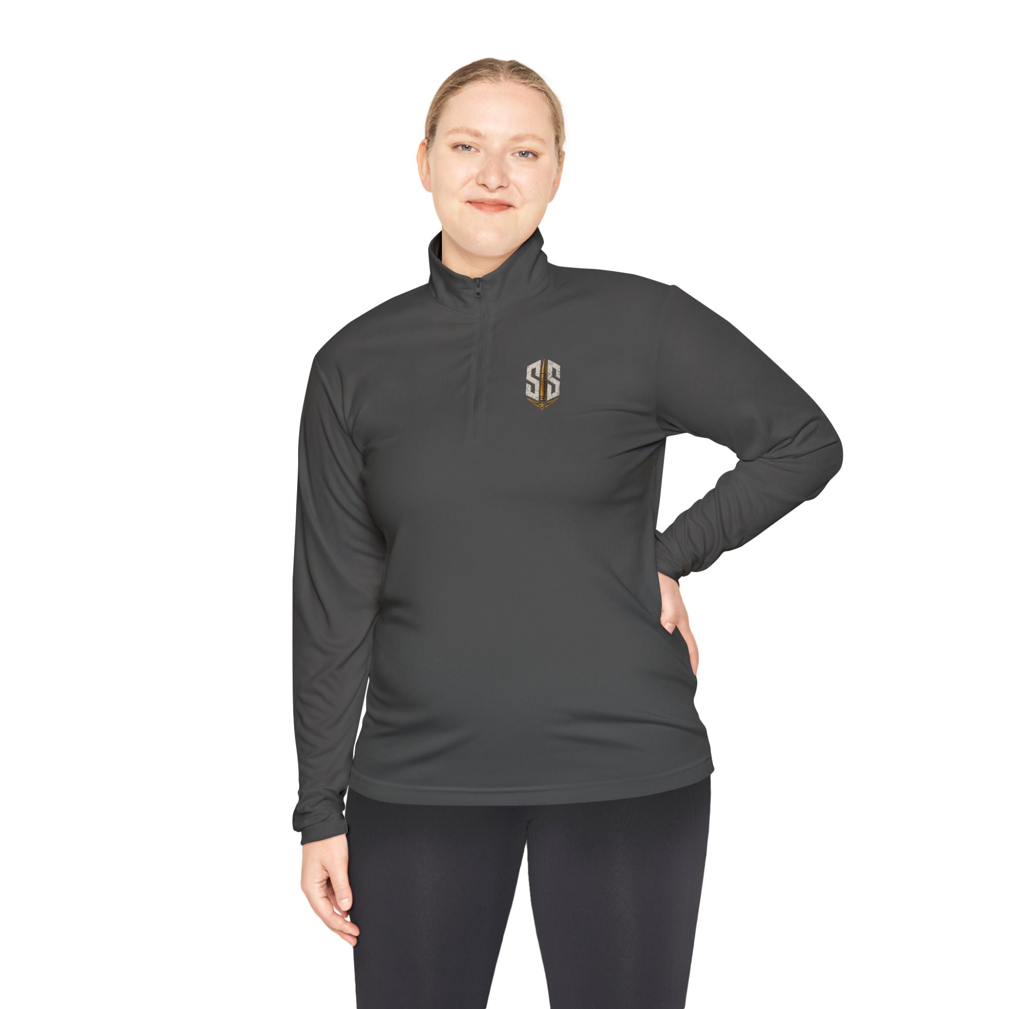 Embroidered Gold 'SS' Quarter-Zip Pullover