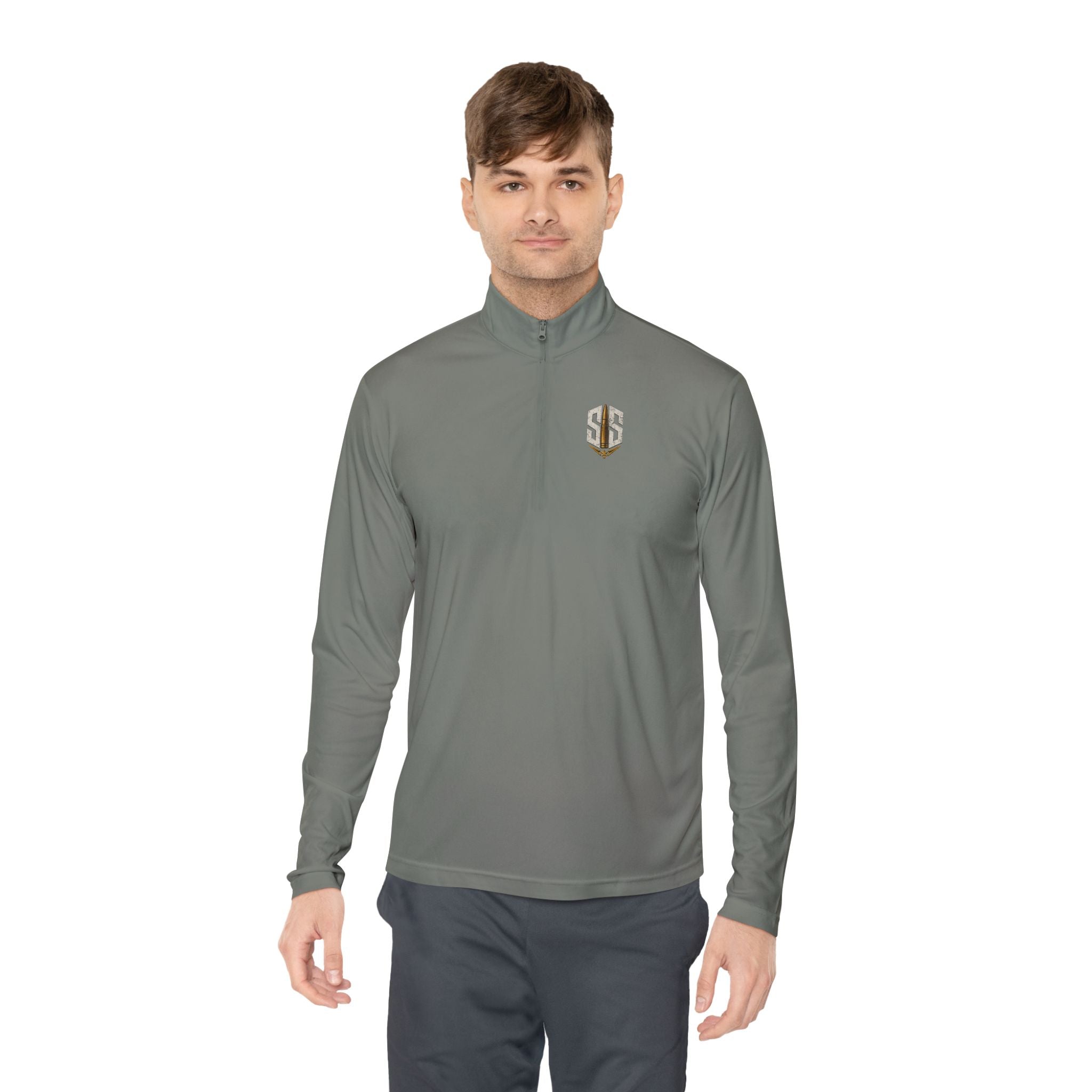Embroidered Gold 'SS' Quarter-Zip Pullover